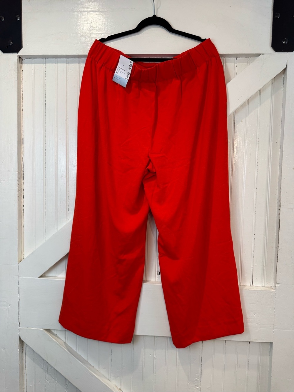 NWT Nine West Red Pull-On Wide Leg Pants XL Bright Red Office Career Culottes - Picture 3 of 10
